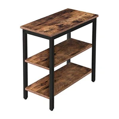 Image de HOOBRO Table d&#039;Appoint, Bout de Canapé à 3 Niveaux, Chevet Style Industriel, pour Salon, Chambre, Cuisine, Montage Facile, Cadre en Métal, Marron Rustique EBF14BZ01