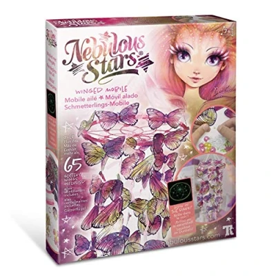 Image de Kit Créatif Mobile Ailé Petulia Nebulous Stars Création d&#039;un avec Perles, Ruban et Ailes Pailletées Atelier Loisirs pour Enfant à partir de 7 ans Coffret Actvité Manuelle Fille