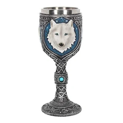 Image de Nemesis Now Gobelet Loup fantôme 19,5 cm Bleu, Résine avec Insert en Acier Inoxydable, Taille Unique