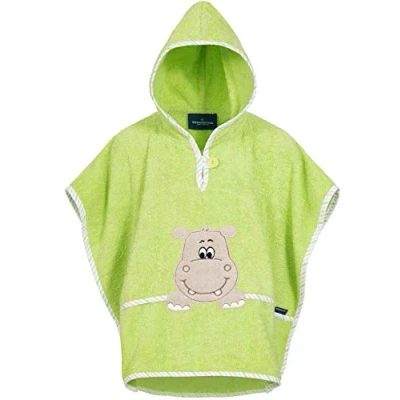 Image de Morgenstern Poncho de Bain Plage Enfant Peignoir Fille Garçon Âge 1 2 3 100% Coton Éponge Capuche Hippo Vert