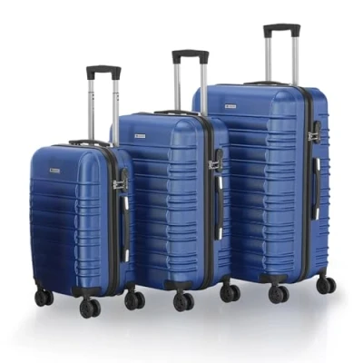 Image de Juskys Set Valises rigides 3 pièces de Voyage avec roulettes 360, Serrure à Code, poignée télescopique ABS Bleu