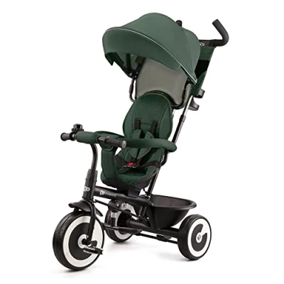 Image de Kinderkraft Aston Tricycle Bébé Évolutif, Draisienne Trike Bebe, Velo Poussette Bebe Enfant 5 Ans, De 9 Mois, Compact, Accessoires Pratiques, Capote Pliante, Vert