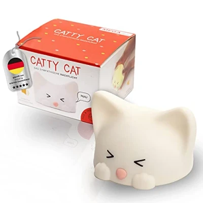 Image de MegaLight Veilleuse pour enfants bébé sans petits éléments ingérables Lampe d&#039;allaitement à intensité variable RGB multicolore Effet sonore de nuit chambre d&#039;enfant USB Catty Cat