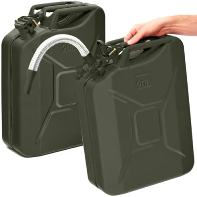 Image de BW® Jerrican en métal 2 x 20 l Avec bec verseur Vert bronze RAL 6031 F9 Certifié TÜV et homologation ONU Fabriqué Europe