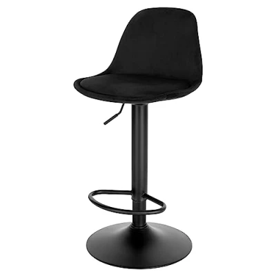 Image de EUGAD Tabouret Bar Hauteur Réglable, Chaise de Pivotante, Bistrot, Comptoir, Tabouret, avec Dossier, Socle Rond, Repose Pieds, en Métal, Noir, 1050BY 1