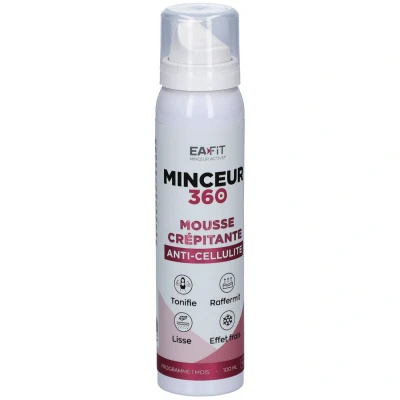 Image de EAFIT Minceur 360 Mousse crépitante Anti cellulite Tonifie raffermit lisse la peau Caféine Menthol Extrait d&#039;hamamélis et de cerise Végan 70/100 Yuka Petit prix Format 1 mois