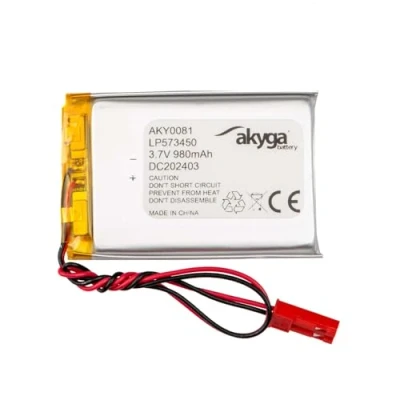 Image de Batterie LP573450 Lithium polymère AKYGA AKY0081 3,7 V 980 mAh PCM JST 2 Broches connecteur 2,54 15 cm