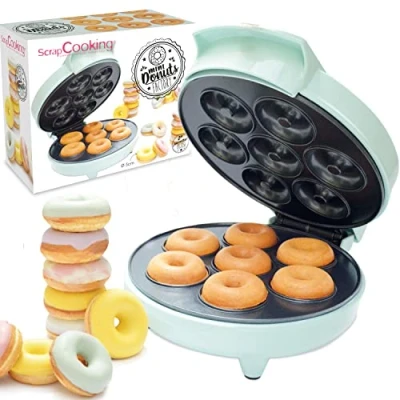 Image de ScrapCooking Mini Donuts Factory Machine à Petits &amp; Beignets Avec Plaque Chauffante Anti Adhérente Idée Cadeau Pâtisserie Cuisine Recette Vert d’Eau 3887