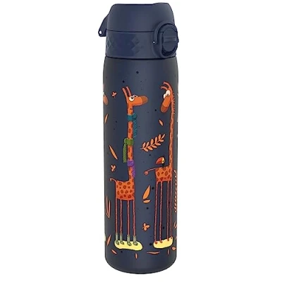Image de Ion8 Gourde, 500ml, Anti Fuite, Facile à Ouvrir, Verrouillage Sécurisé, Lavable en Lave vaisselle, Sans BPA, Poignée de Transport, S&#039;adapte aux Porte gobelets, Nettoyer, Motif Girafes