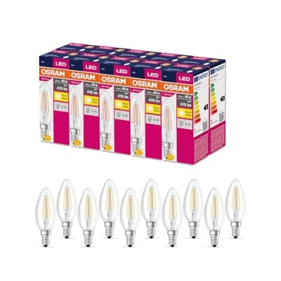 Image de OSRAM LED Star Valeur Classic B40 lampe pour la prise E14, forme de bougie, fil, 470 lumens, blanc chaud (2700k), remplacement des ampoules 40W conventionnelles, non dimmables, 10 pack
