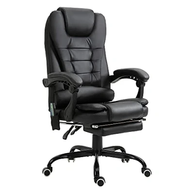 Image de Vinsetto Fauteuil de Bureau massant Chaise Ergonomique avec Repose Pieds Hauteur réglable Dossier inclinable 5 Modes Massage télécommande 67 x 79 111 121 cm Noir