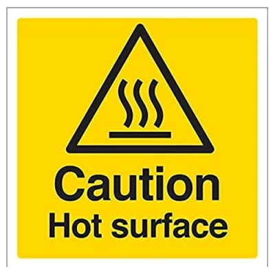 Image de vsafety 62018 at r Panneau d&#039;avertissement &quot;Attention Surface chaude Température, en plastique rigide, Carré, 200 mm x mm, noir/jaune
