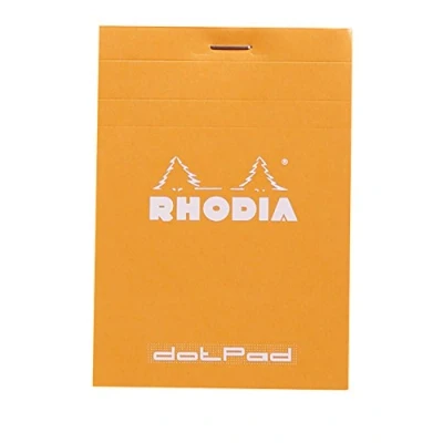 Image de RHODIA 12558C Bloc Notes Agrafé dotPad N12 8,5 x 12 cm Orange Pointillés Dot 80 Feuillets Détachables Papier Clairefontaine g/m² Couverture en Carte Enduite Souple et Résistante