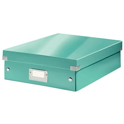 Image de Leitz Boîte de rangement Click &amp; Store, Format moyen avec organiseurs (28,1 x 10 37cm), Pour ranger et organiser tous les accessoires, Montage bouton pression, Carton recyclé à 85%, Menthe, 60580051