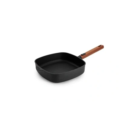 Image de Woll Eco Logic QXR Poêle carrée, inductive, 24 x cm, hauteur 6 avec manche en bois amovible et durable, convient pour tous les types de feux, sans PFAS, revêtement anti adhésif, fonte