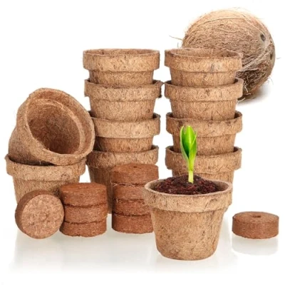 Image de com four® Kit de Culture Noix Coco 20 pièces disques biodégradables dans Un Pot Aide à la composée 10 languettes gonflantes et Pots Bols Plantation