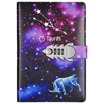 Image de NectaRoy Carnet de notes avec Serrure à combinaison Constellation Journal intime Cadenas Cahier Bloc Secret en PU Cuir Pour Bureau fille, Taille 215x150mm