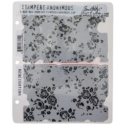 Image de Art Gone Wild Tim Holtz vignes et Roses Ensemble de tampons en Caoutchouc étirable, Multicolore