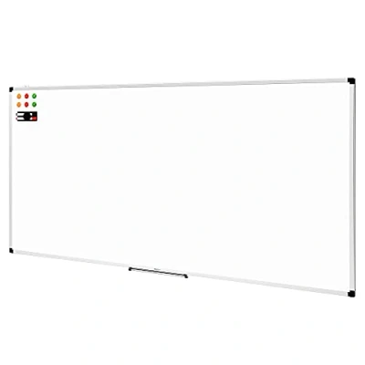 Image de Amazon Basics Tableau blanc magnétique avec cadre en aluminium et porte marqueurs Effaçable à sec, 240 cm x 120