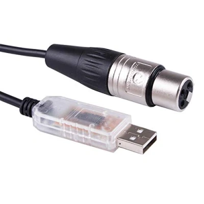 Image de Suamdoen Adaptateur d&#039;interface USB vers DMX512 3 broches XLR pour ordinateur PC contrôleur de scène variateur DMX RS485 câble convertisseur série (longueur : 4,9 m)