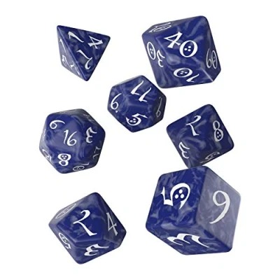 Image de Q Workshop QWOCLE85 Lot de 7 dés Classiques RPG Cobalt/Blanc