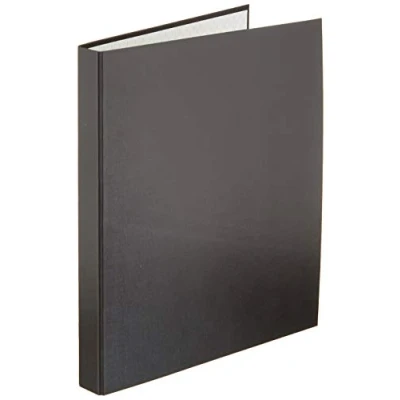Image de Le Dauphin Réf. 955079D Classeur noir neutre sans marquage dos 37 mm 4 anneaux couverture plastique, intérieur papier livré avec recharge de 100 feuillets numérotés et perforés Format A4