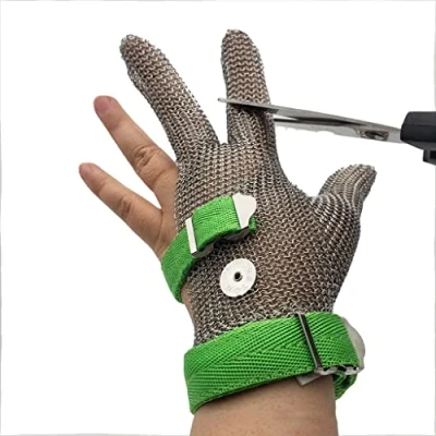Image de Gant Anti Coupure Gants résistants à la coupe trois doigts en acier inoxydable, adapté transformation des aliments, pêche, de coupe, commun for les mains gauche et d