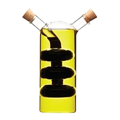 Image de KitchenCraft World Of Flavours Distributeur D&#039;Huile Et De Vinaigre En Verre, Bouteille 2 1, Cruche Avec Bouchon Liège, Design Cascade, 100 + 300 Ml