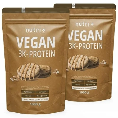 Image de Nutri + Beurre de cacahuète poudre protéine végétalienne 2kg 79.1% 3k 2000g sans lait et lactose