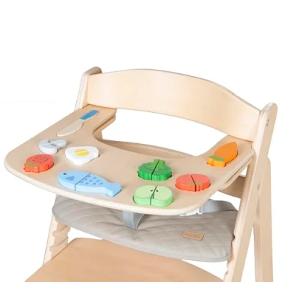 Image de roba Plateau Repas avec Éléments de Jeu Adapté à la Chaise Haute Sit Up Flex Inclut 9 À partir 6 Mois Bois Naturel