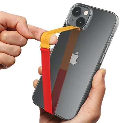 Image de Sinjimoru Colorful Elastic Phone Strap Holder for Hand, Reusable Universal Cell Loop Finger with Clip iPhone &amp; Anroid Phone. Sinji Two Tone Mandarin Red 230