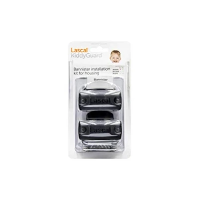 Image de Lascal KiddyGuard Avant/Accent/Assure Support barrière de sécurité, escaliers avec rampes arrondies ou angulaires jusqu’à ø50 mm, Set 2 fixations, noir