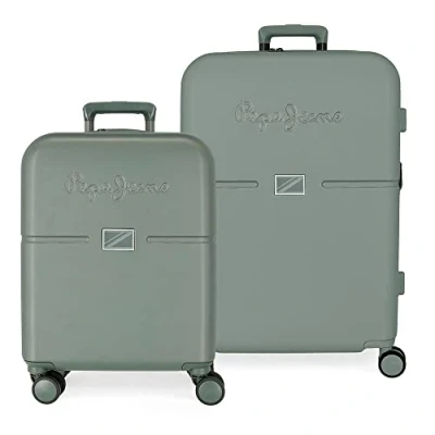 Image de Pepe Jeans Accent Vert Valise Set 55/70 cm ABS Rigide Fermeture TSA Intégrée 116L 7.54 kg 4 Double Roues Bagage à Main