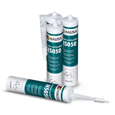 Image de HAUSA Aquarium silicone verre HS050 Colle et mastic professionnels pour aquariums terrariums constructions en Résistant à l&#039;eau douce de mer 4x310ml transparente