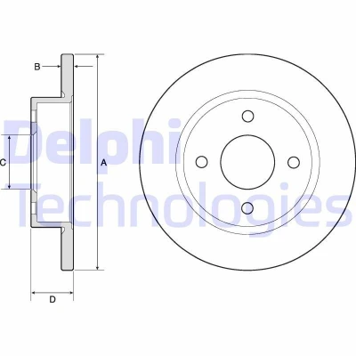 Image de DELPHI BG2683 Disque de frein 234 12 4 plein huilé non traité sans roulement roue, bague ABS NISSAN: MICRA 2