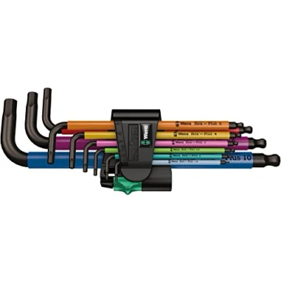 Image de Wera 05022089001 950 SPKL/9 SM N Multicolore Jeu de clés mâles coudées, system. métrique, BlackLaser, 9 pièces,