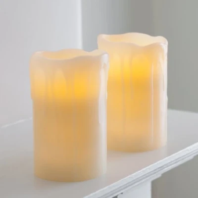 Image de Lights4fun Lot de 2 Bougies LED à Piles en Cire Effet Fondue avec Programmateur