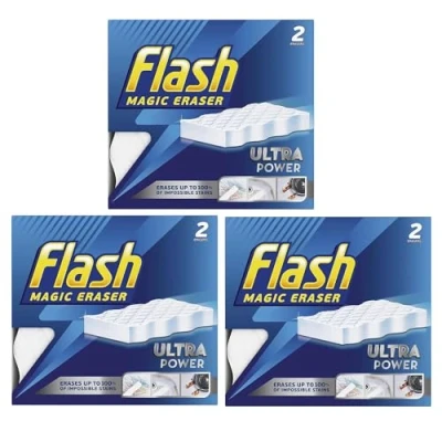 Image de Flash Magic Eraser Lot de 6 gommes ultra puissantes Pas produits chimiques nécessaires Élimine les éraflures, crayons, la graisse et saletés (lot 3)