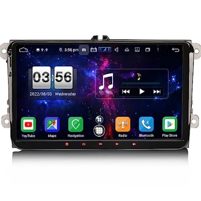 Image de ERISIN 9 Pouces Android 12 Autoradio pour VW Passat Caddy Golf Tiguan EOS Skoda Seat Support GPS Sat Nav Carplay Auto DSP Bluetooth WiFi Dab + TPMS 8 Core 4GB RAM 64GB ROM