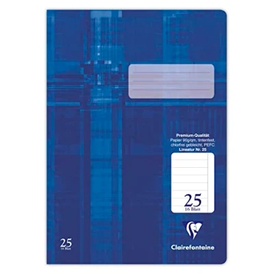 Image de Clairefontaine 331625C Cahier idéal pour l&#039;école, DIN A4 21x29,7 cm, réglure 25 lignée avec marge, 64 pages, 90g, bleu, 1 pièce