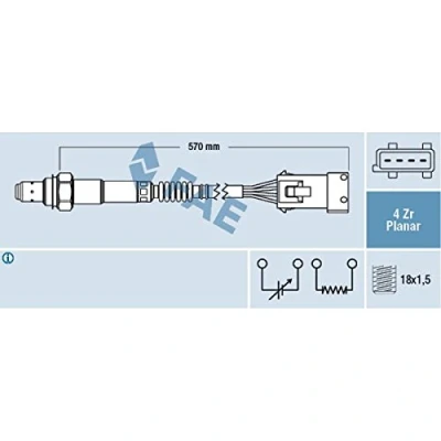 Image de FAE 77240 Sonde lambda PEUGEOT: 206 3/5 portes, 207 307 CITROËN: Saxo Xsara Picasso, C3 I portes
