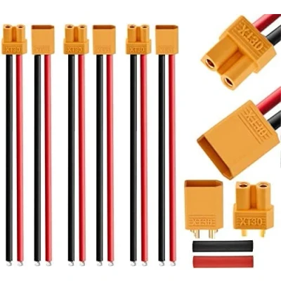 Image de YUNIQUE GREEN CLEAN POWER Set de 3 Paires Connecteurs XT30 Câbles en Silicone 16AWG pour Modélisme RC et Drone FPV Compatible avec Batterie Lipo, 100mm 16AWG, Hélicoptère RC, Jaune, Plastique