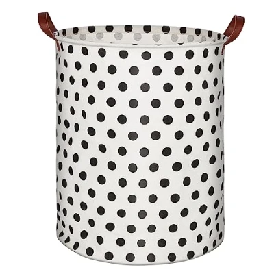 Image de Sarsumir Panier à Linge Pliable Avec Anse, Grand Rangement 63L, Tissue Imperméable Corbeille a Pour Enfants, Organiser Chambr Point Noir