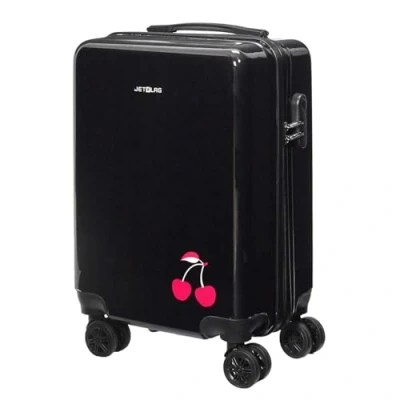 Image de JET LAG, VO0008, Valise Cabine Noir Cerise 28L, Rigide, Capacité Roues pivotantes à 360, Cadenas sécurisé Code, Matière Polycarbonate Durable, Design élégant et Fonctionnel