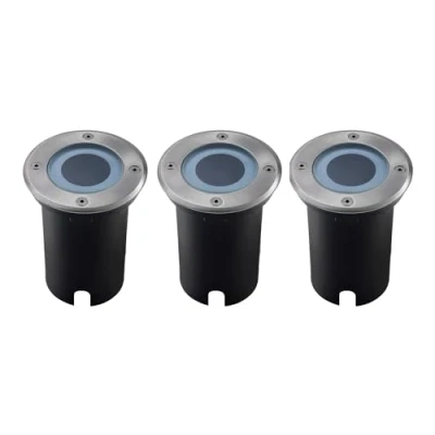 Image de Ledvion Lot de 3 spots LED encastrables au sol, ronds, en acier inoxydable, IP67, câble 1 m, GU10, pour extérieur, éclairage terrasse, sol