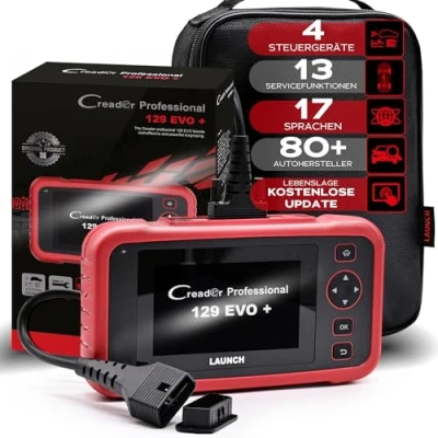 Image de LAUNCH Europe CRP 129 EVO+ OBD2 Appareil de diagnostic voiture EOBD Testeur 4 systèmes moteur, ABS, SRS, transmission automatique + 13 fonctions service avec écran tactile WiFi Update/Android