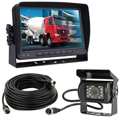 Image de 12V 24V véhicule Système de Caméra recul 17,8cm TFT LCD HD Moniteur avec Pare Soleil + 4Pin étanche 18LED Vision Nuit Sauvegarde pour RV/Bus/remorque/Camion