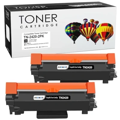 Image de 2 Noirs Compatible TN 2420 TN2420 Toner Cartouche pour Brother HL L2310D L2350DW L2370DN L2375DW DCP L2510D L2530DW L2550DN MFC L2710DN L2710DW L2730DW L2750DW Imprimante