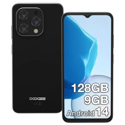 Image de DOOGEE N55 Smartphone Android 14, Écran 6.56 Pouces HD+, 9Go RAM+128Go ROM/Extensible Jusqu&#039;à 1To, Octa Core, 5150mAh, Caméra 13MP, Telephone Portable Debloqué 4G, Double SIM, Face ID, GPS, OTG, Noir