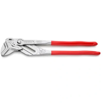 Image de KNIPEX pince clé, chromée, 400 mm, en continu jusqu&#039;à 85 réglage fin par bouton poussoir, clé réglable, remplace clés plates, 86 03